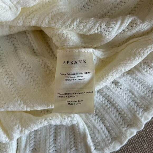 Sezane Anil Jumper Medium Ecru Cream Ivory Top Short Sleeve Sweater Knit French - Picture 11 of 13